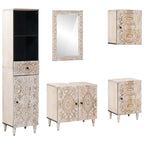 Badezimmermöbel-Set mit Schubladen 5 pcs Weiß Massivholz Mango