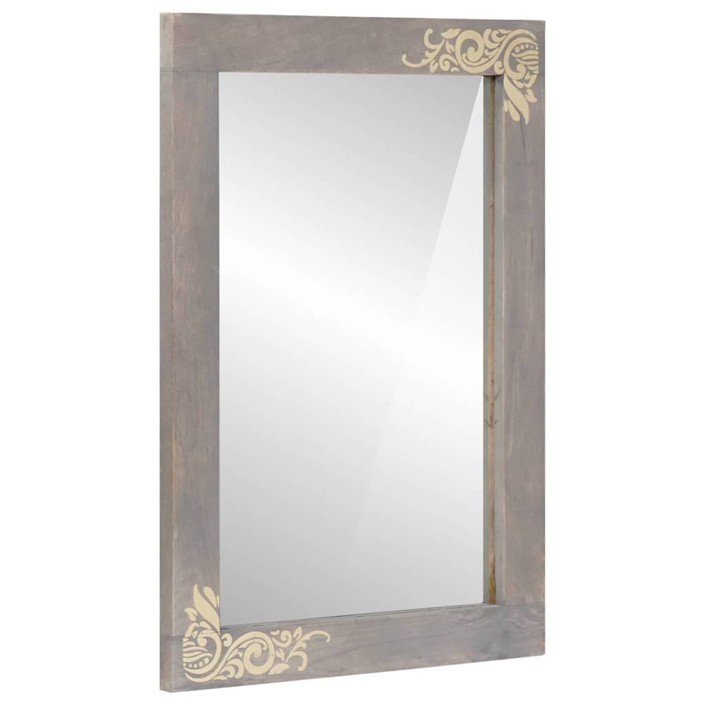Badezimmerschrank-Set Wandmontiert 2 pcs Grau Massivholz Mango