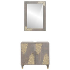 Badezimmerschrank-Set Wandmontiert 2 pcs Grau Massivholz Mango