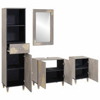 Badezimmerschrank-Set Wandmontiert 4 pcs Grau Massivholz Mango