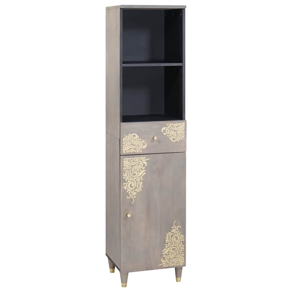 Badezimmerschrank-Set Wandmontiert 4 pcs Grau Massivholz Mango