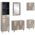 Badezimmerschrank-Set Wandmontiert 5 pcs Grau Massivholz Mango