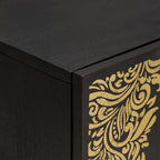 Badezimmerschrank-Set mit Tür 2 pcs Schwarz Massivholz Mango