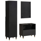Badezimmerschrank-Set mit Tür 3 pcs Schwarz Massivholz Mango