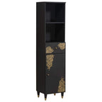 Badezimmerschrank-Set mit Tür 4 pcs Schwarz Massivholz Mango