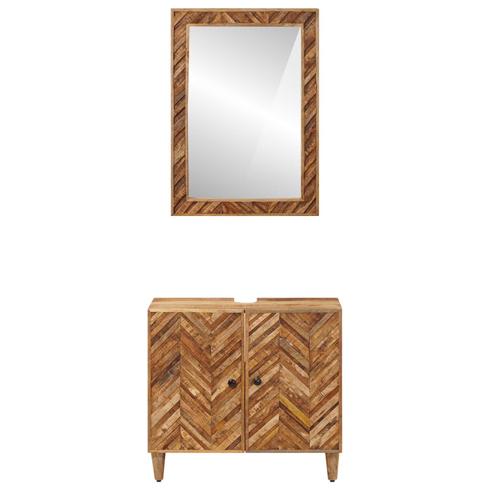 Badezimmerschrank-Set Wandmontiert 2 pcs Massivholz Mango
