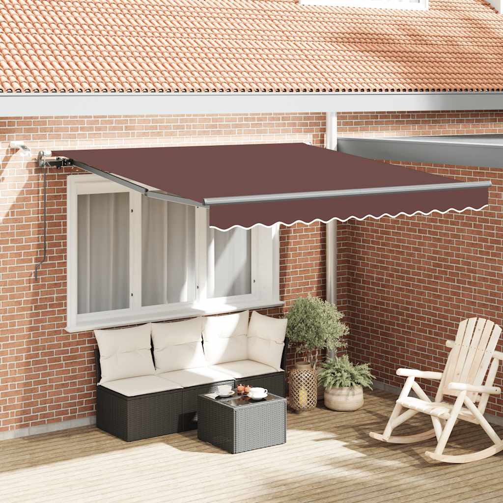 Markise Automatisch mit LEDs Braun 300x250 cm