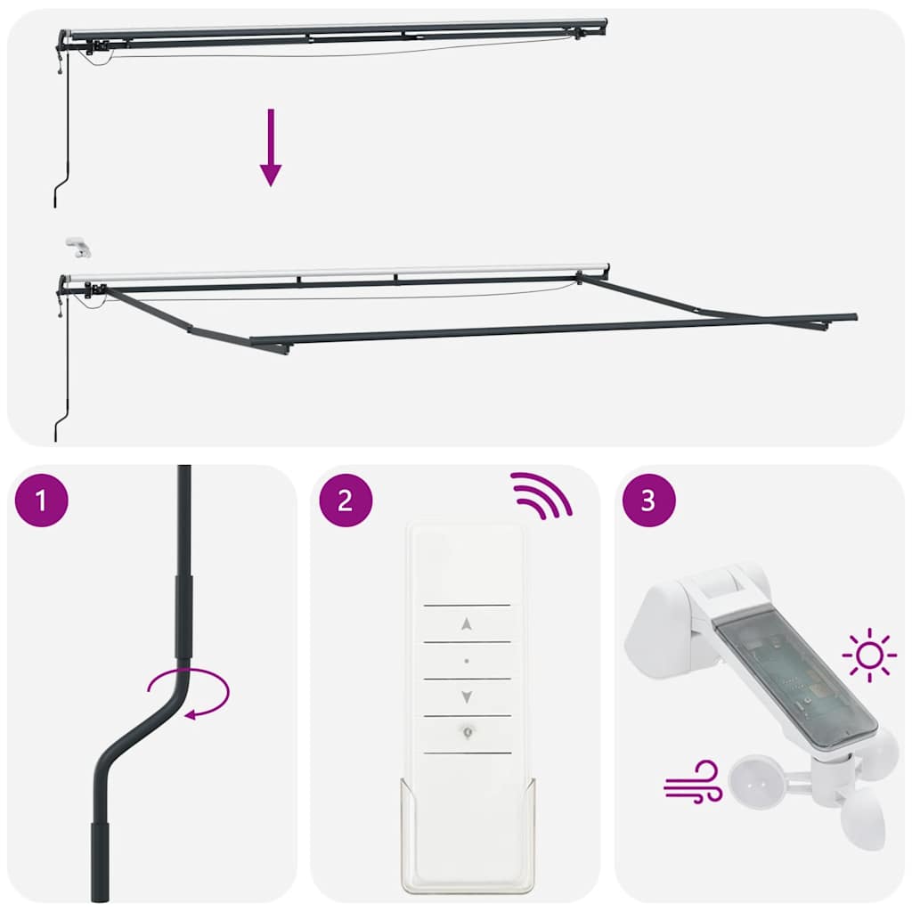 Markise Automatisch mit LEDs Braun 450x300 cm