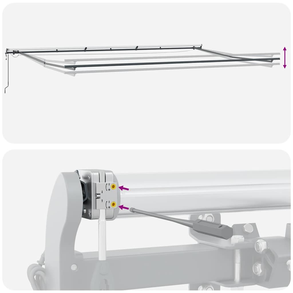 Markise Automatisch mit LEDs Anthrazit & Weiß 600x300 cm