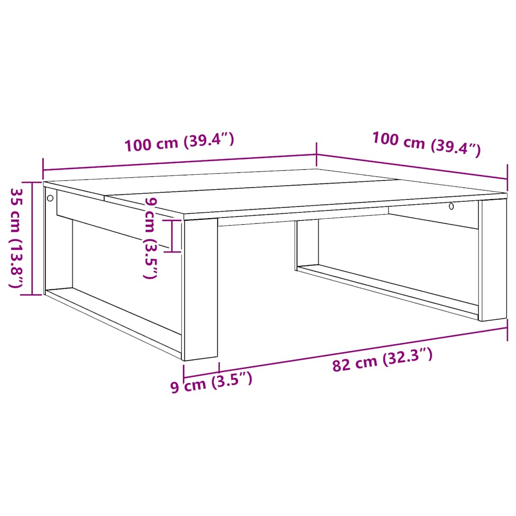 Couchtisch Artisan-Eiche 100x100x35 cm Holzwerkstoff