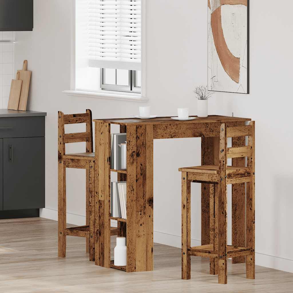 Bartisch mit Regal Altholz-Optik 102x50x103,5 cm Holzwerkstoff