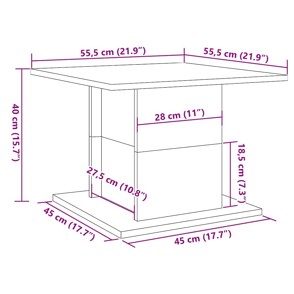 Couchtisch Artisan-Eiche 55,5x55,5x40 cm Holzwerkstoff