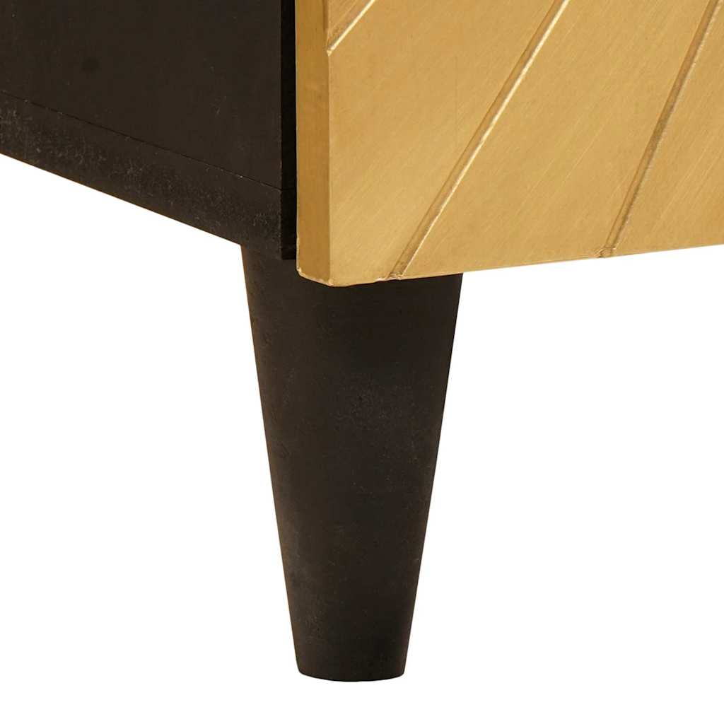 Badezimmerschrank mit Regal Schwarz und Gold 38 x 33 x 160 cm
