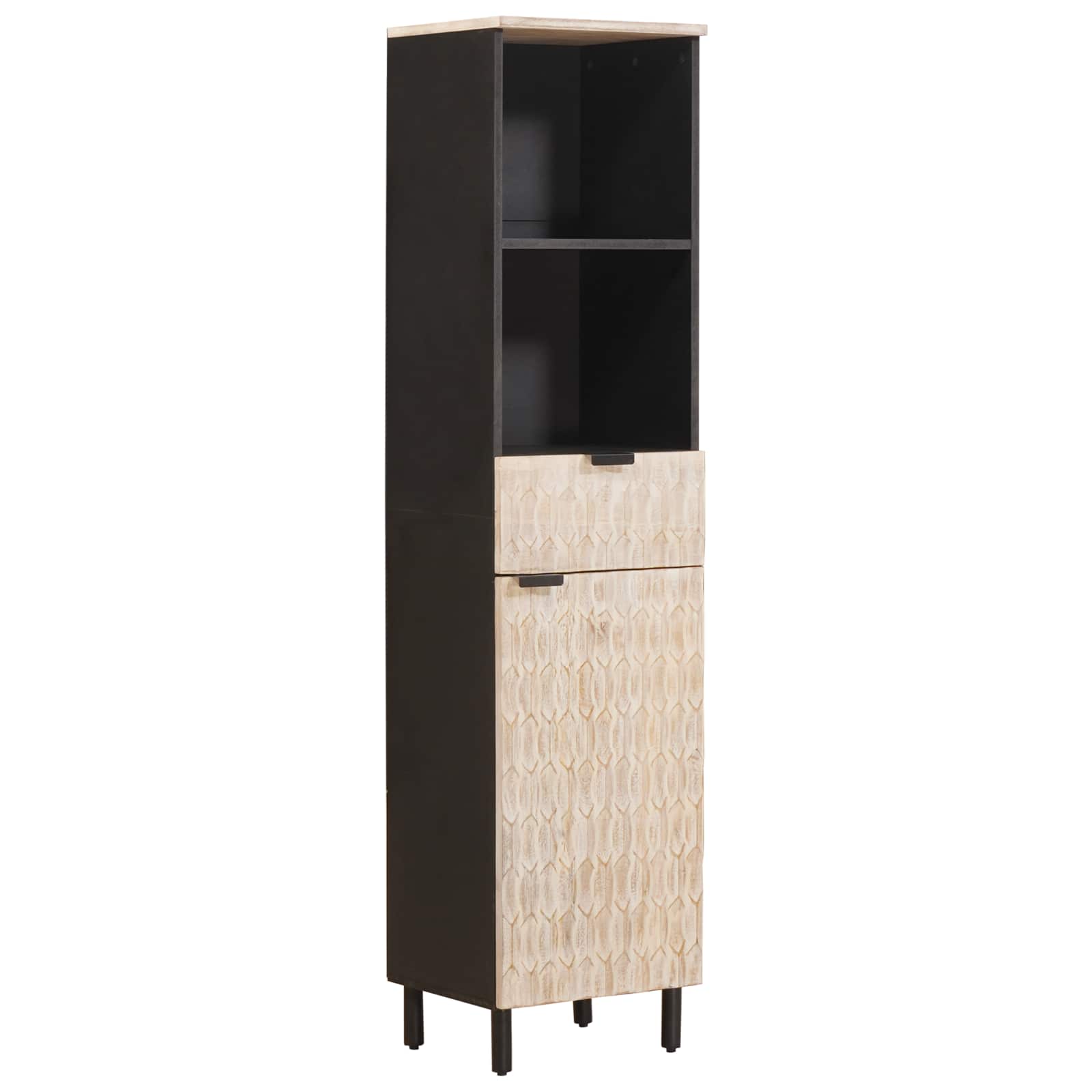 Badezimmerschrank mit Regal Schwarz und Weiß 38 x 33 x 160 cm
