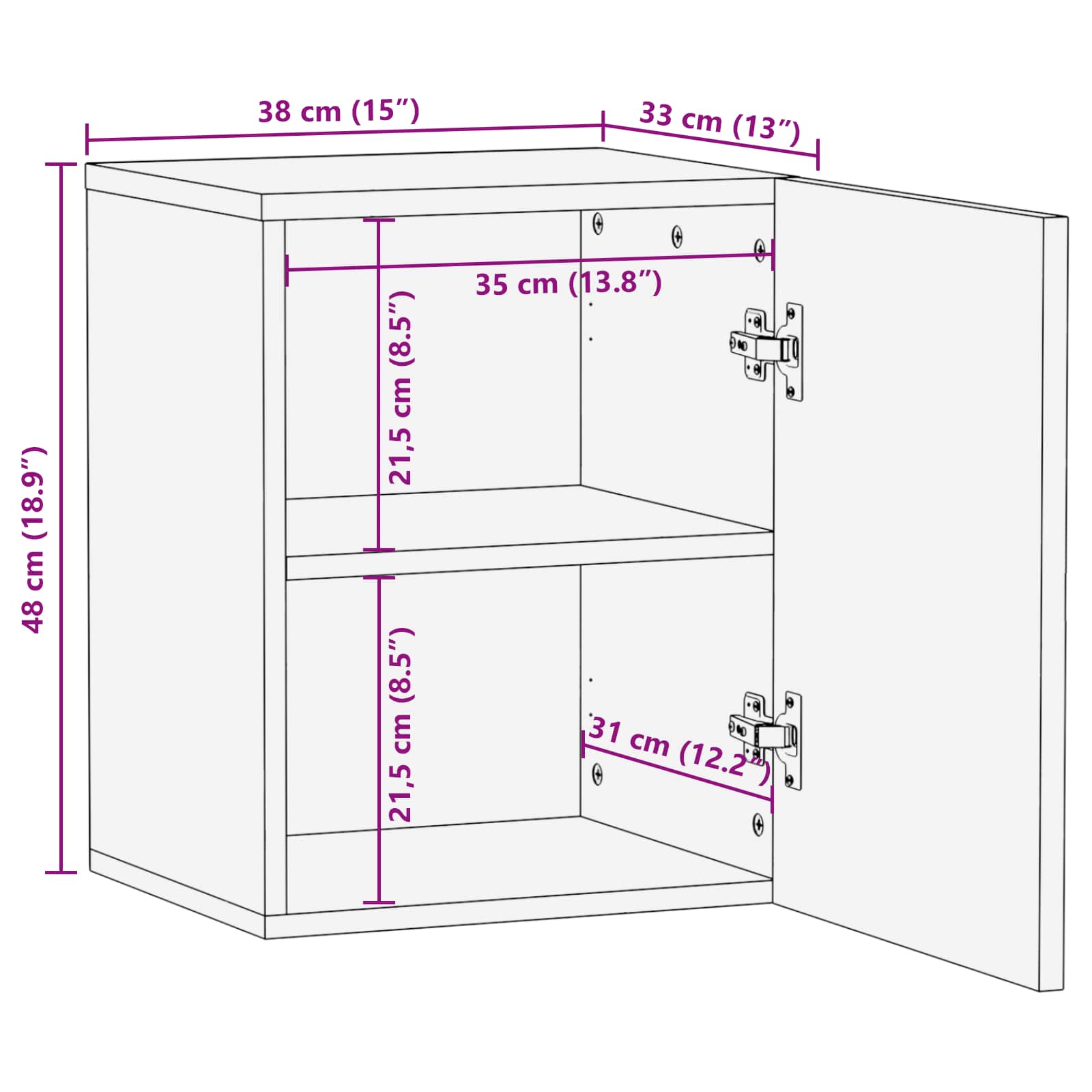 Badezimmer Hängeschrank Braun 38 x 33 x 48 cm Massivholz Mango