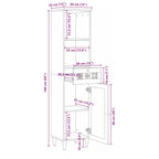 Badezimmerschrank Natur 38 x 33 x 160 cm Massivholz Mango