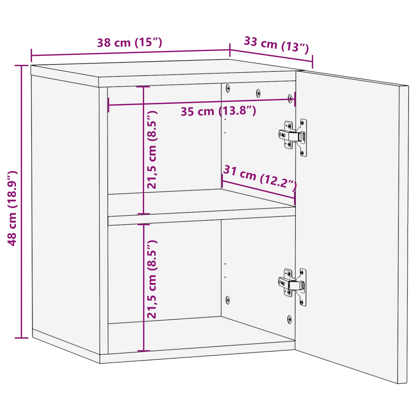 Hängeschrank Mehrfarbig 38 x 33,5 x 48 cm Massivholz Mango