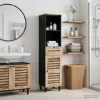 Badezimmerschrank mit Tür Braun und Schwarz 38 x 33,5 x 160 cm