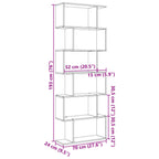Raumteiler-Bücherregal 6 Etagen Betongrau 70x24x193 cm