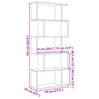 Raumteiler-Bücherregal 5 Etagen Betongrau 70x24x161 cm