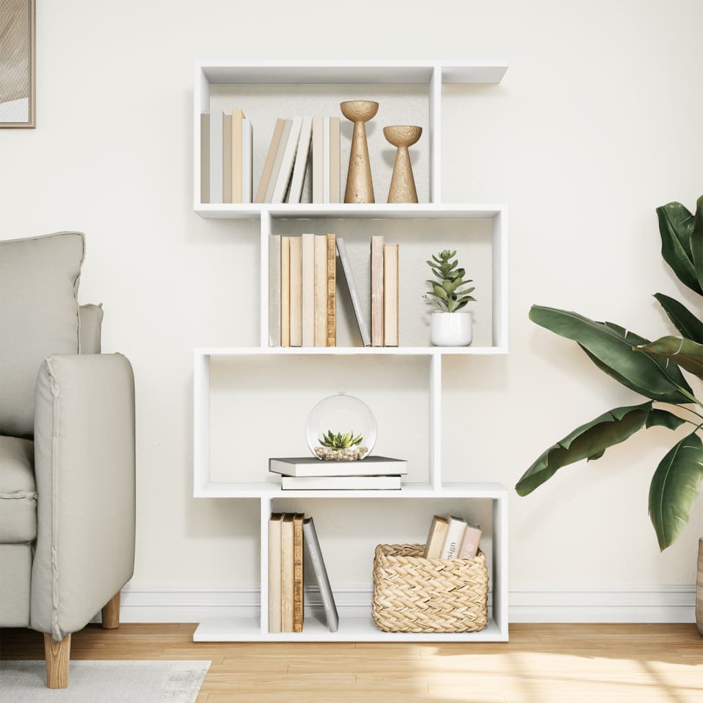 Raumteiler Bücherregal 4-stufig Weiß 70x24x129 cm Holzwerkstoff