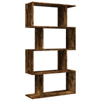 Raumteiler-Bücherregal 4 Böden Räuchereiche 70x24x129 cm