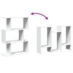 Raumteiler Bücherregal 3-stufig Weiß 70x24x97 cm Holzwerkstoff