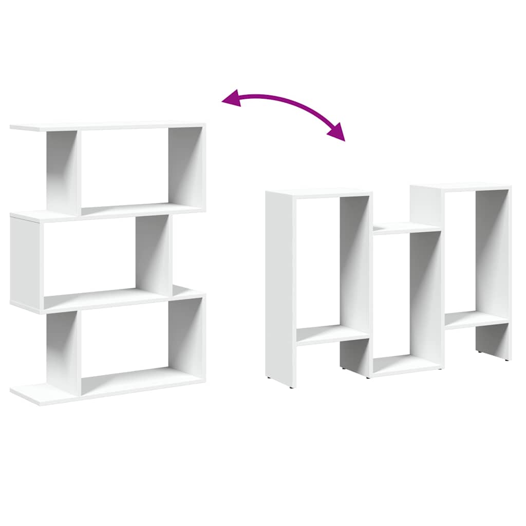 Raumteiler Bücherregal 3-stufig Weiß 70x24x97 cm Holzwerkstoff