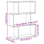 Raumteiler-Bücherregal 3 Fächer Räuchereiche 70x24x97 cm