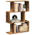 Raumteiler-Bücherregal 3 Fächer Altholz-Optik 70x24x97 cm