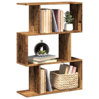 Raumteiler-Bücherregal 3 Fächer Altholz-Optik 70x24x97 cm