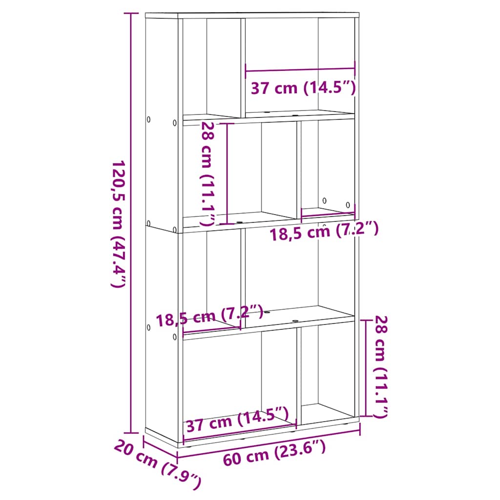 Bücherregal Sonoma-Eiche 60x20x120,5 cm Holzwerkstoff