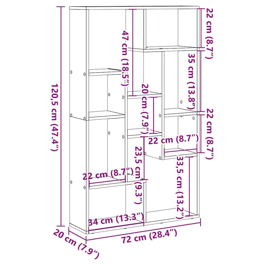 Bücherregal Weiß 72x20x120,5 cm Holzwerkstoff