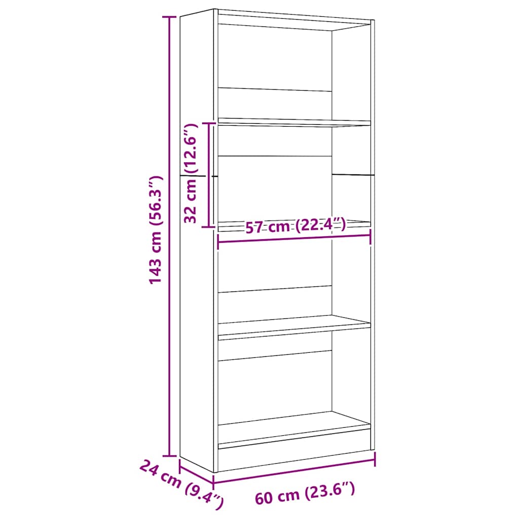 Bücherregal Artisan-Eiche 60x24x143 cm Holzwerkstoff