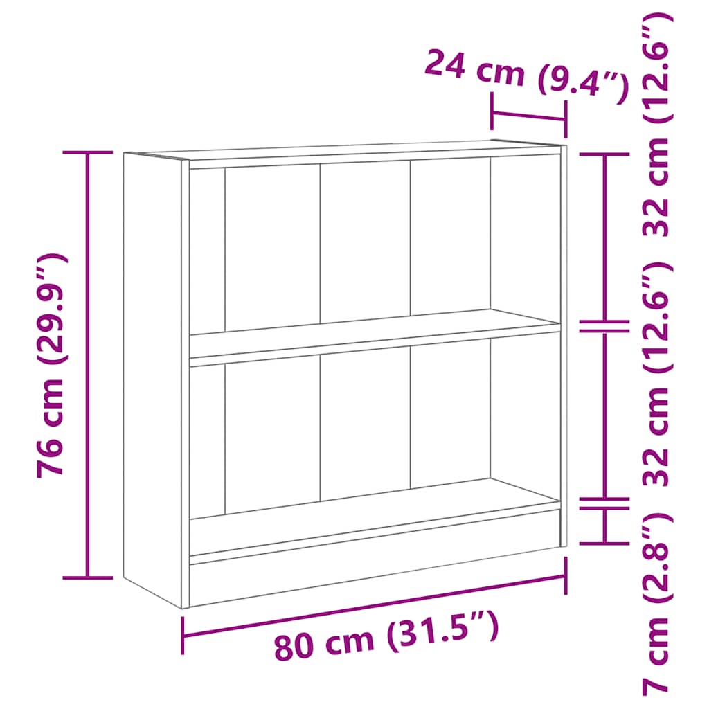 Bücherregal Räuchereiche 80x24x76 cm Holzwerkstoff