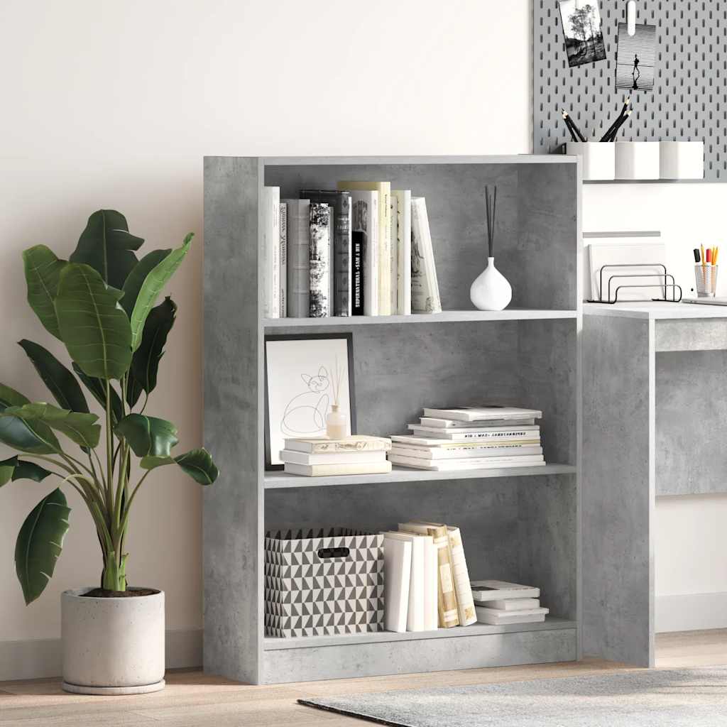 Bücherregal Betongrau 80x24x109 cm Holzwerkstoff