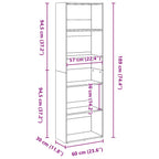 Bücherregal Betongrau 60x30x189 cm Holzwerkstoff