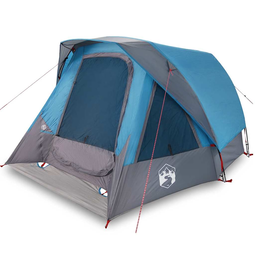 Campingzelt 4 Personen Blau Wasserdicht