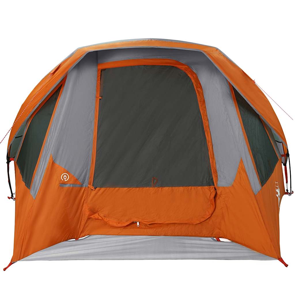 Campingzelt 4 Personen Grau und Orange Wasserdicht