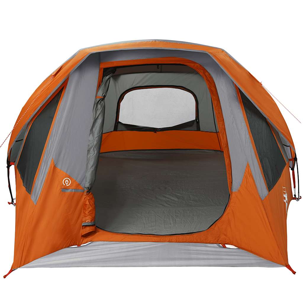 Campingzelt 4 Personen Grau und Orange Wasserdicht