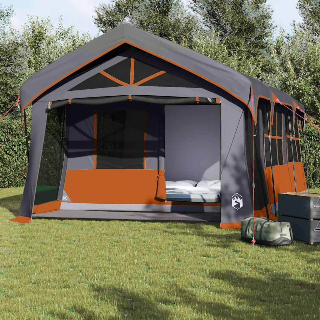 Familienzelt Grau und Orange 620 x 322 x 240 cm Polyester
