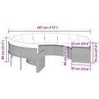 Gartensofa mit Kissen Rund Schwarz Poly-Rattan