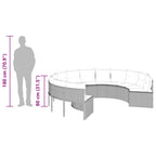 Gartensofa mit Kissen Rund Schwarz Poly-Rattan