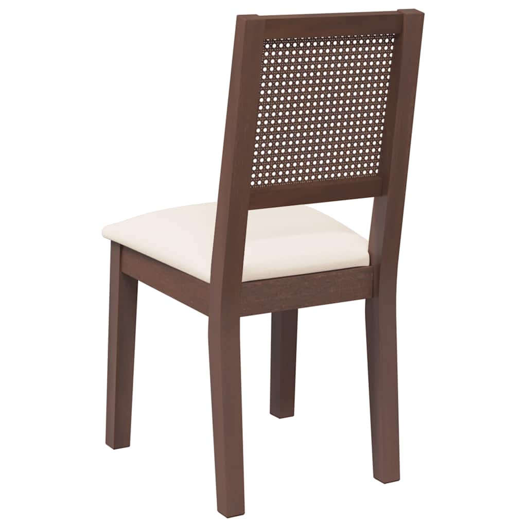Esszimmerstühle mit Kissen 2 Stk. Braun Massivholz Gummibaum