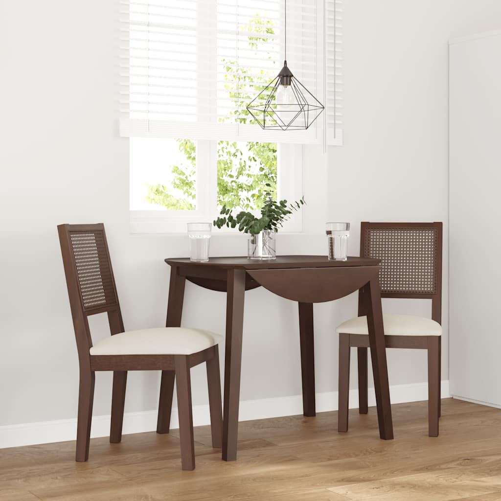 Esszimmerstühle mit Kissen 2 Stk. Braun Massivholz Gummibaum