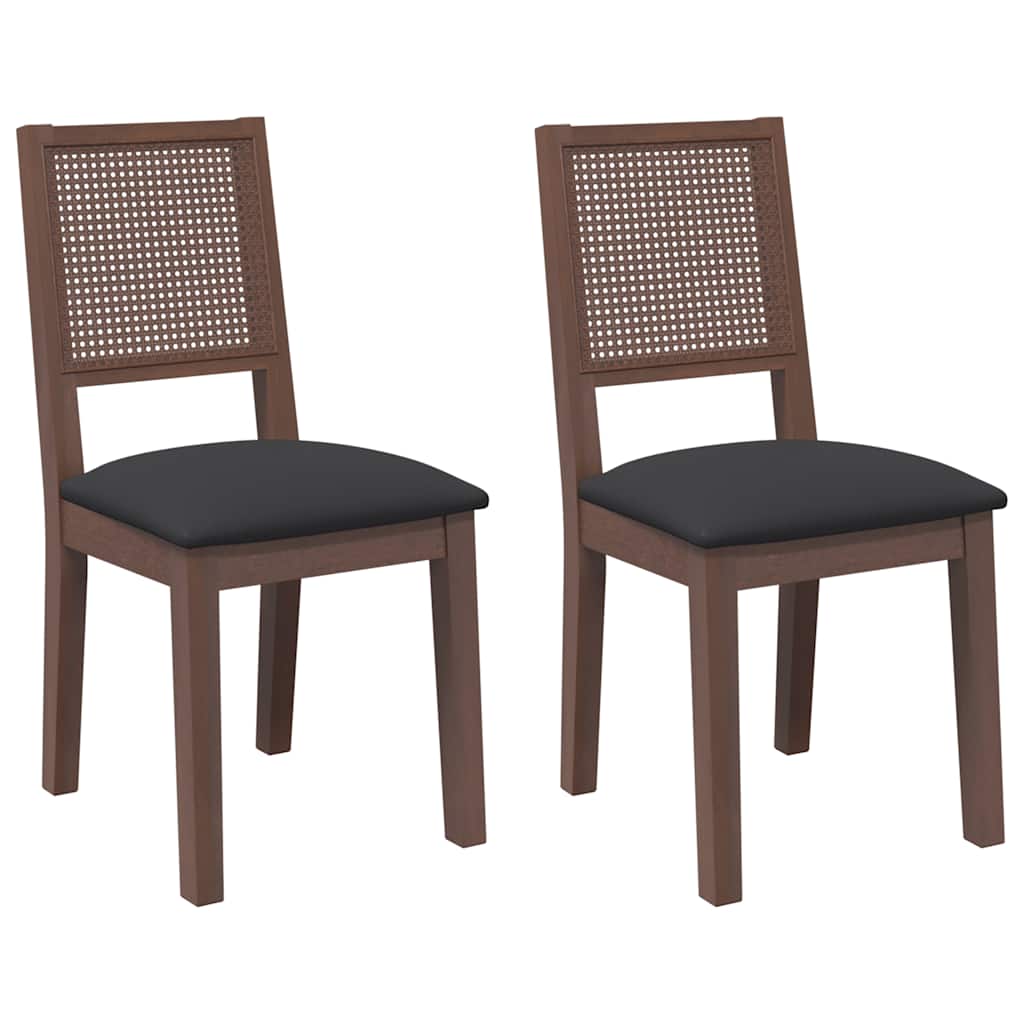 Esszimmerstühle mit Kissen 2 Stk. Braun Massivholz Gummibaum