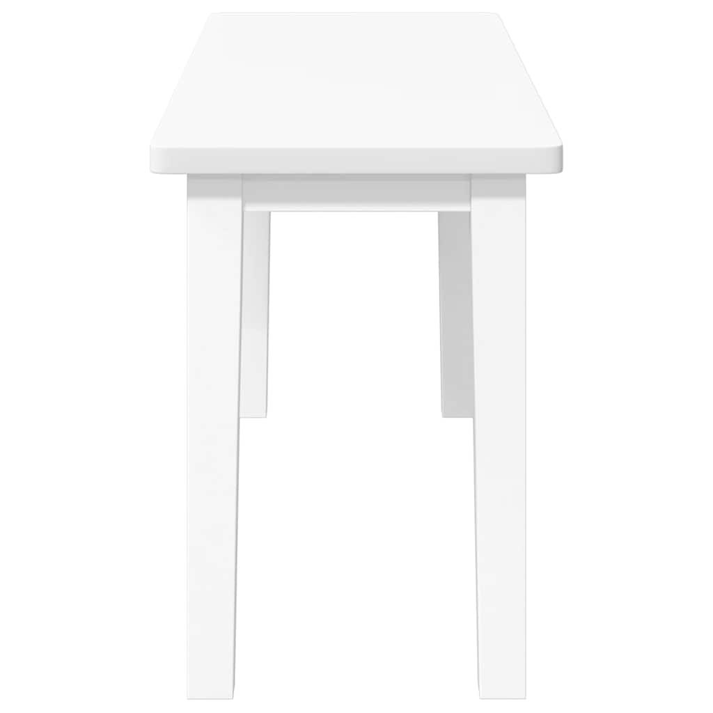 Bank 90 cm Weiß Massivholz Gummibaum