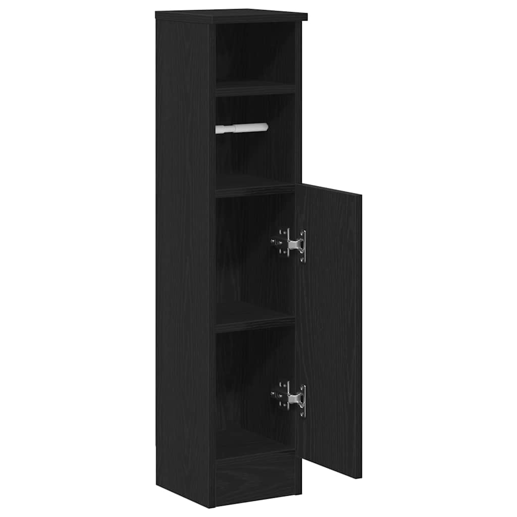 Badezimmerschrank mit Rollenhalter Schwarz 20,5x22x90 cm