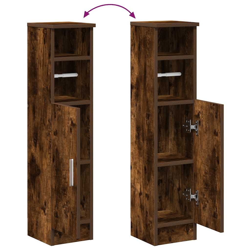 Badezimmerschrank mit Rollenhalter Räuchereiche 20,5x22x90 cm