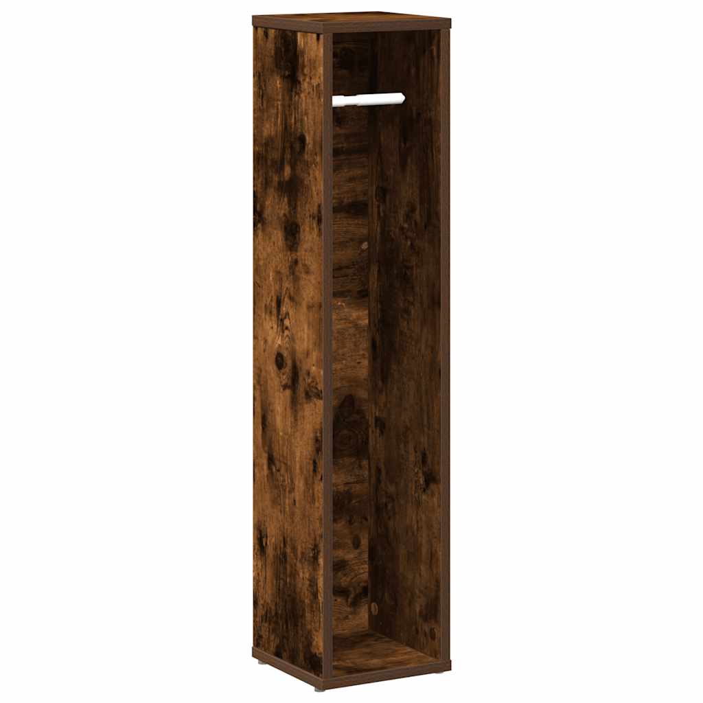 Badezimmerschrank mit Rollenhalter Eiche geräuchert 20,5x20x90 cm
